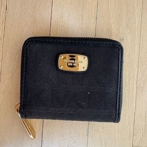 Michael Kors Black and Gold Zip Wallet